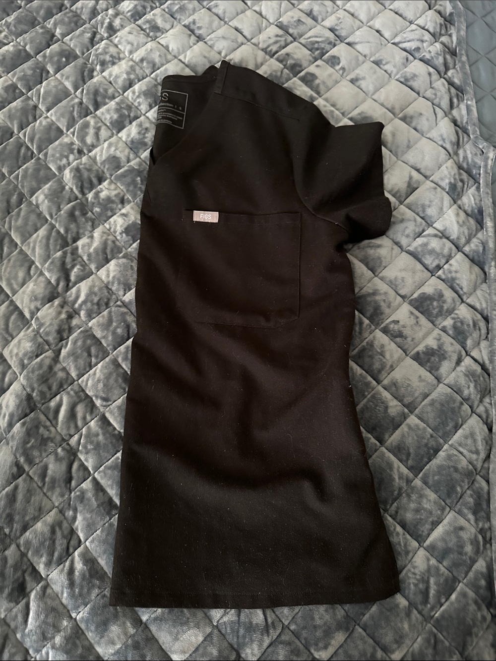 Figs Black Pencil Top with Chest Pocket